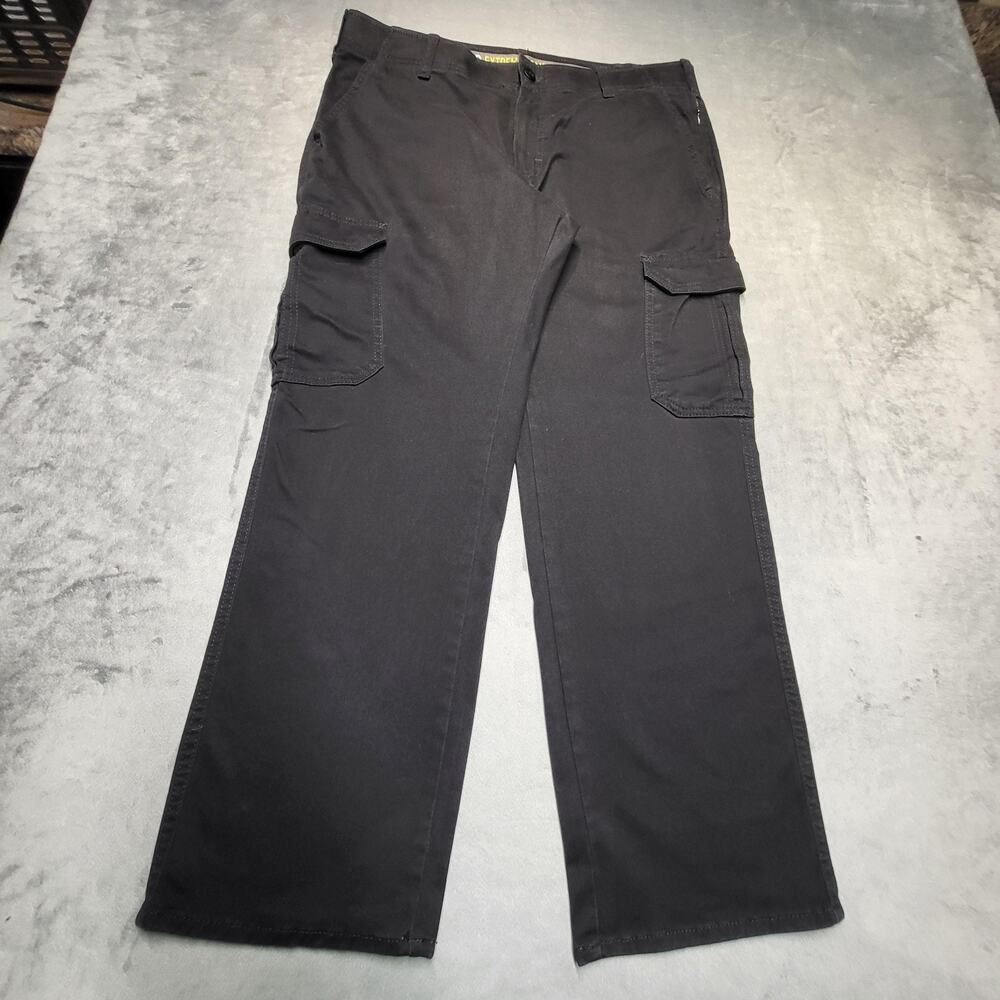 Lee Pants Mens 34x29 Black Cargo Extreme Comfort MVP Straight Fit Flat Front